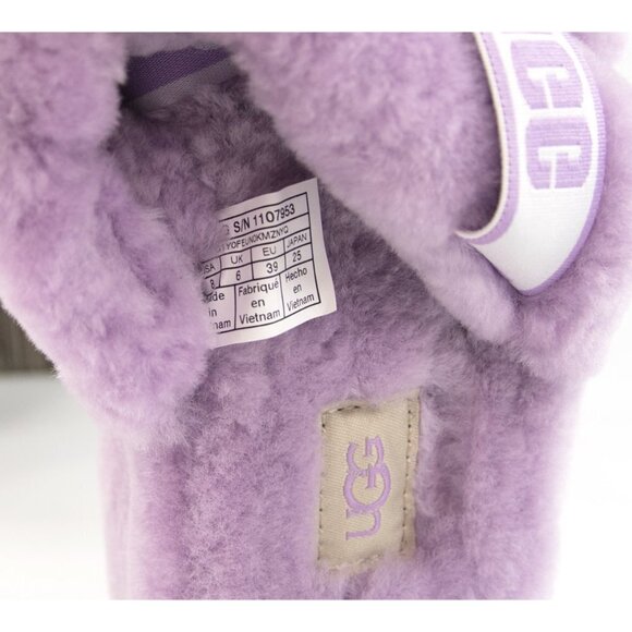 UGG Fluff Oh Yea Lilac Purple Sheepskin Fur Slippers Slides Sandals NIB - Picture 9 of 11